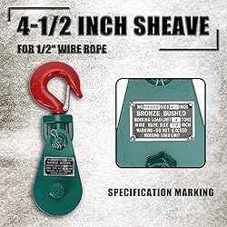 PRFFWK 4 Ton 4-1/2" Sheave 1/2" Wire Rope Snatch