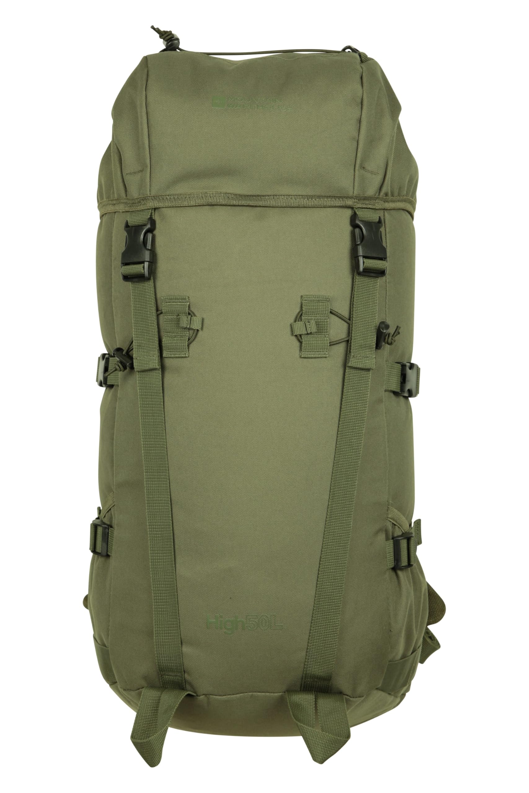 Mountain Warehouse High 50L Rucksack - Practical & Comfy Bag with Padded Airmesh Back & Adjustable Straps - Best for Spring Summer, Camping, Hiking, Outdoors & Trekking Green One Size