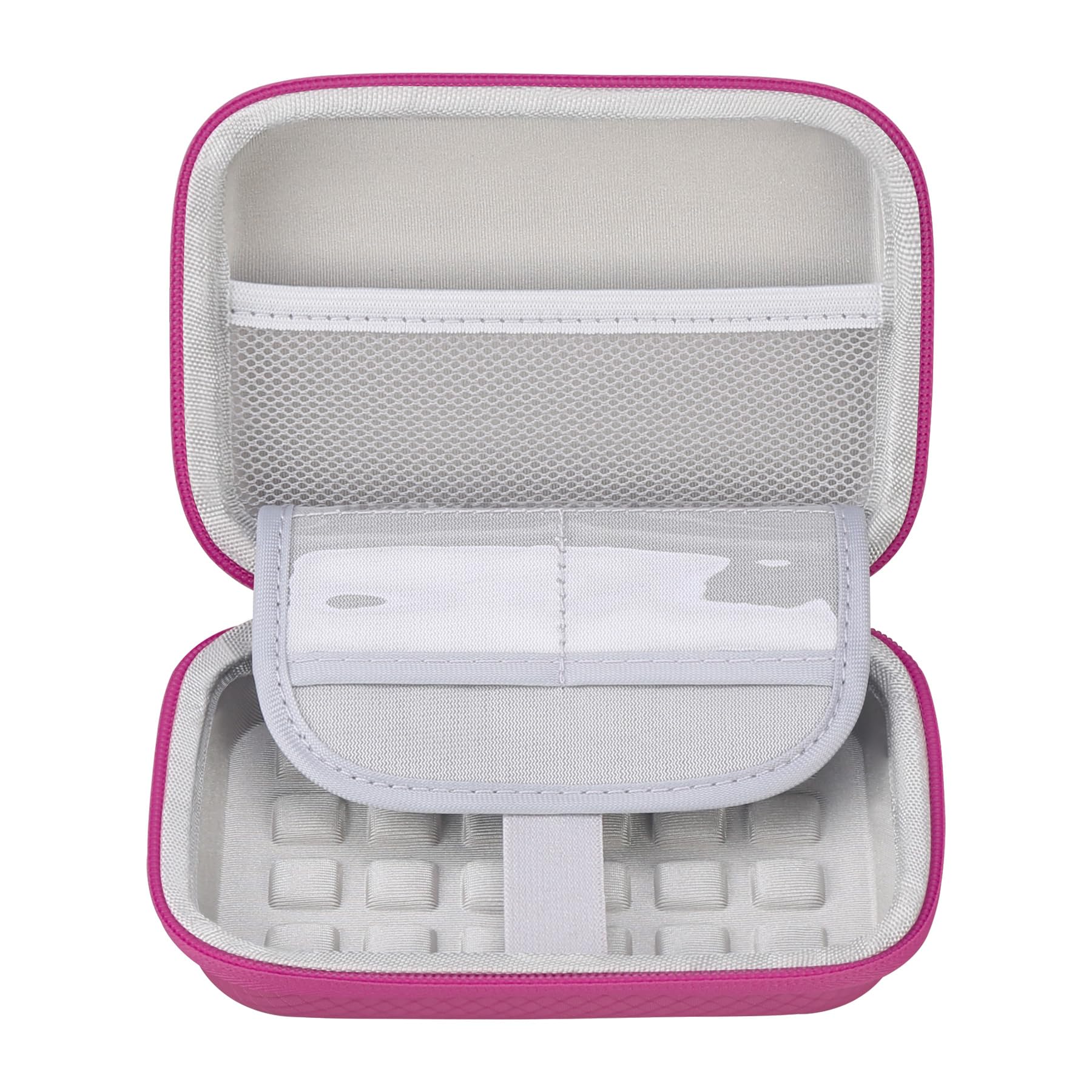 BOVKE Carrying Case for SEMKOTREE Hair Gem Stamper, Extra Mesh Pocket fits Gems Rhinestones, Jewels Machine Stamp, Tweezers and Accessories, Storage Travel Bag for Hair Gems Bedazzler Kit, Raspberry