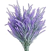 Juvale Artificial Lavender Flower Stems - Weather Resistant Artificial Flowers for Outdoors - Realistic Blooms for Wedding Centerpiece - Flexible Stems for Door Wreaths - Pack of 12, 14" H