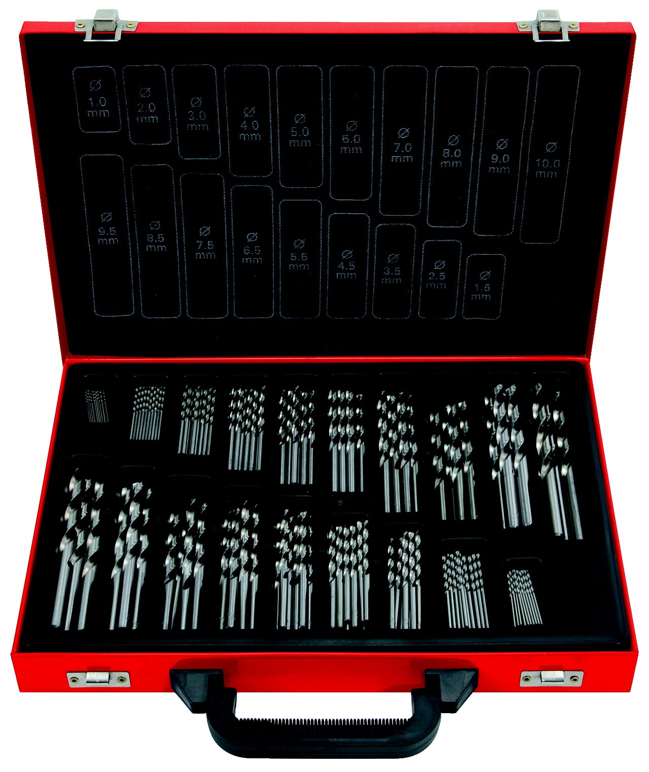 KS Tools 330.1640 HSS-R Twist Drill Bits Set, 170 pcs, 1-10mm