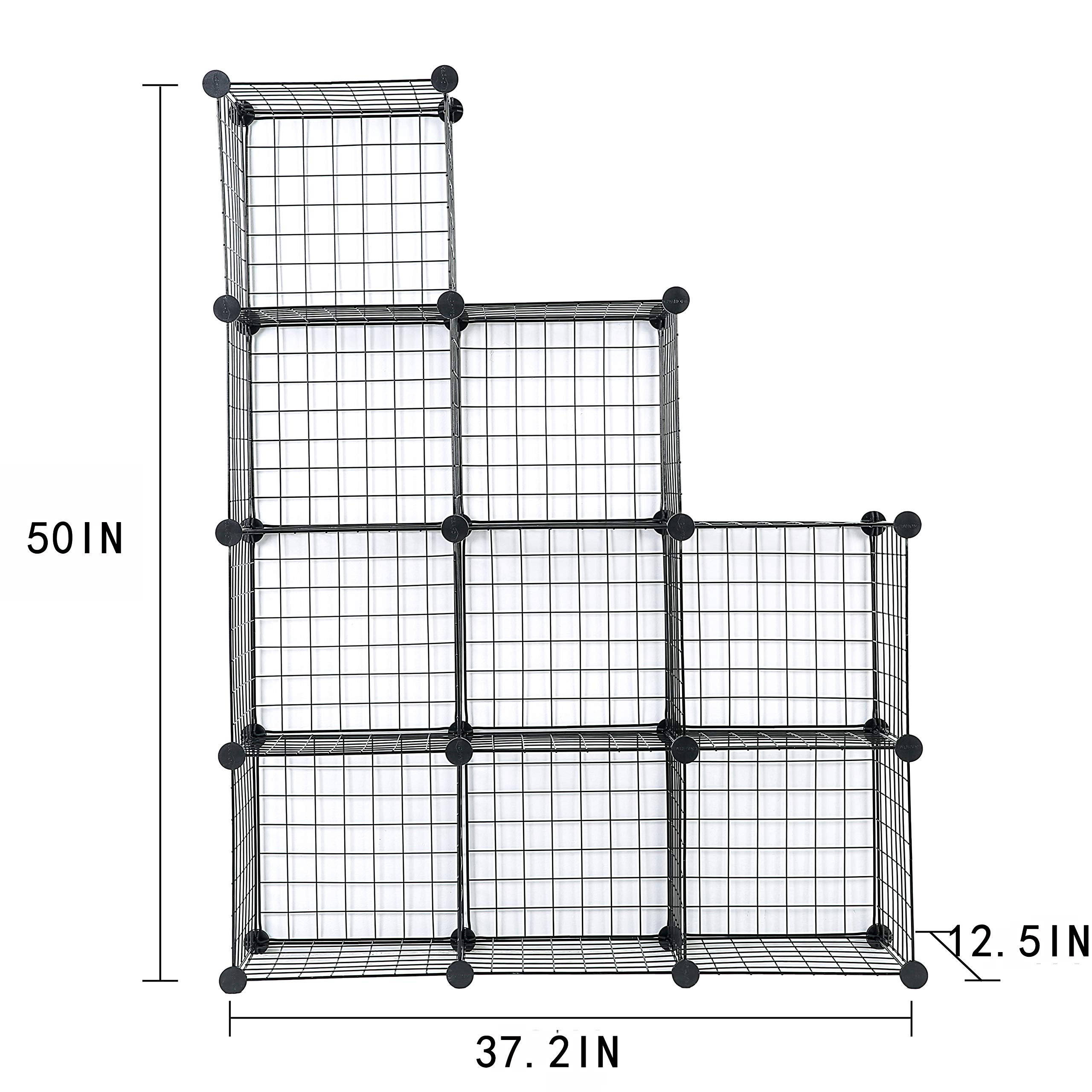 C&AHOME Metal Wire Storage Cubes, DIY 9-Cube Closet Black and Toys Shelving Grids, Wire Mesh Bookcase Shelves or Shoe Rack, Black