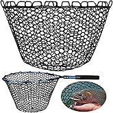 Dovesun Rubber Fishing Net Replacement Netting Without Handle Clear Black Fishing Nets for Fish Fly Fish Landing Net Bag for Freshwater Saltwater Foldable Trout Net Rubber Mesh 5 Sizes White Black Red