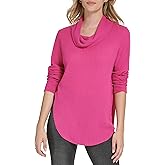 Andrew Marc Womens Long Sleeve Cozy Knit Cowl Neck Top