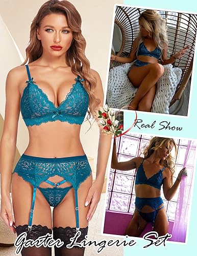sex toys for my wife Avidlove Sexy Lingerie Set for Women Exotic Underwear Garter Set Floral  Lace Bralette and Panty Set Peacock Blue S in Kenya