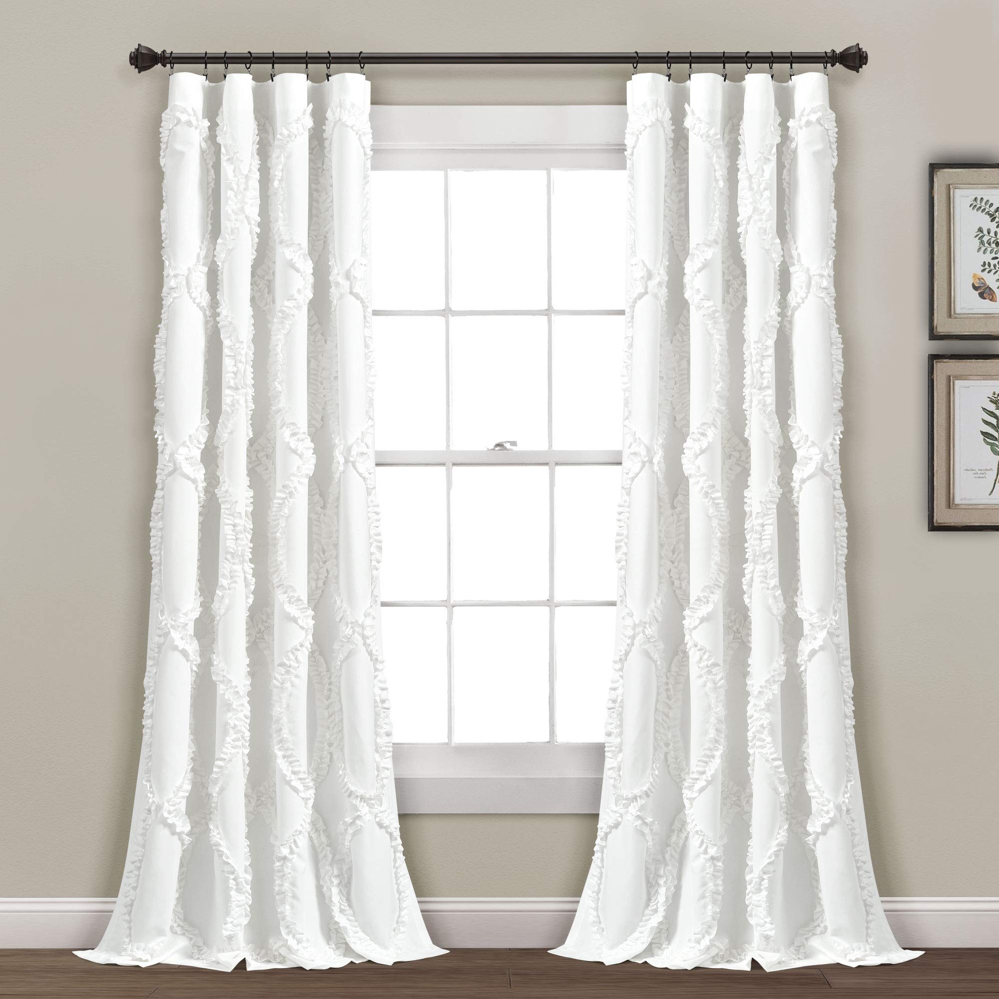 Lush Decor Avon Window Curtain Ivory Panel for Living, Dining Room, Bedroom (Single), 54" W x 95" L, White