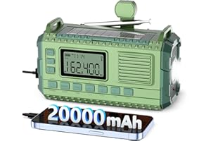 STTFAISHEN Emergency Weather Radio - AM/FM/NOAA Hand Crank Radio with 15W Fast Charge, 20000mAh Solar Power Bank, Multi-Function Flashlight & SOS Alarm (Green)