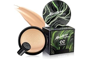 LLOXIIEAN Mushroom Head Air Cushion CC Cream - BB Cream Long-Lasting Color Changing Foundation, Full Coverage Concealer for Older Women, Moisturizing & Brightening Foundation for Mature Skin Makeup (Buff Beige)