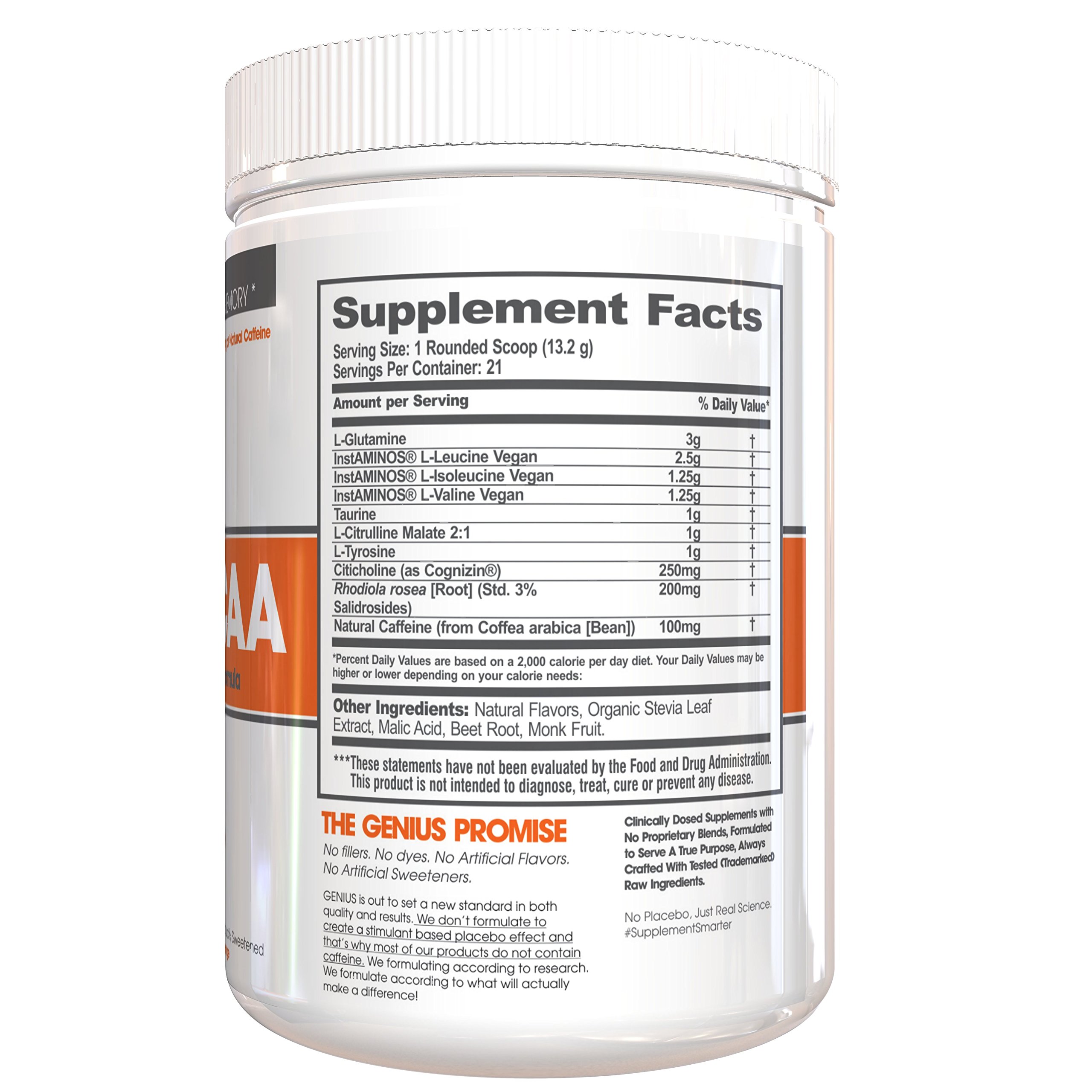 GENIUS BCAA Powder with Focus & Energy Multiuse Natural Vegan