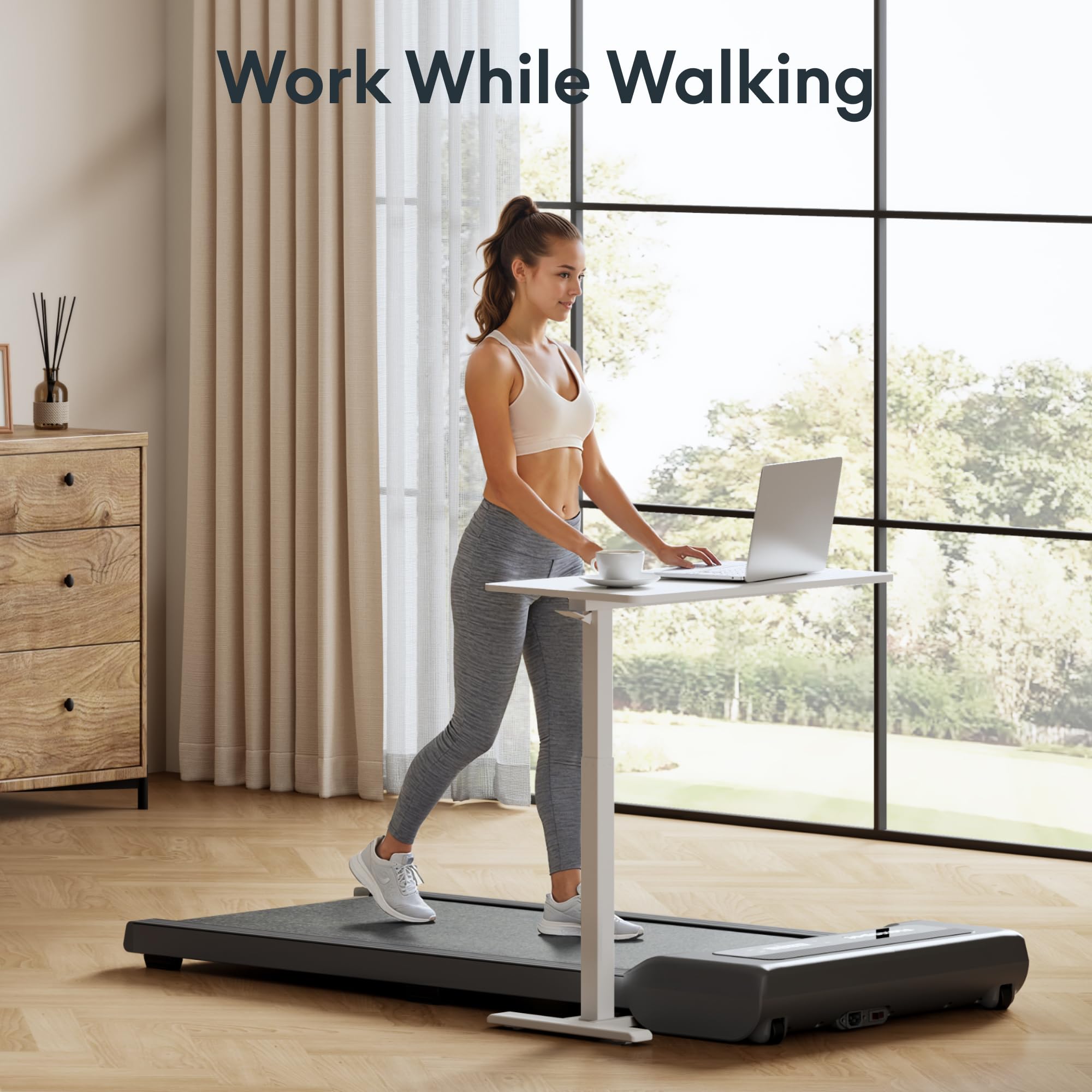 FLEXISPOT H7 Adjustable Overbed Bedside Table with Wheels Pneumatic Mobile Standing Desk Laptop Desk Rolling Computer Cart Movable Overbed Table Hospital Home Use(27.6