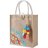 itgowisa Beach Bag for Women, Straw Beach Tote Bag with Pocket Tassel Handle Waterproof Lining, for Summer Vacation Pool Gift