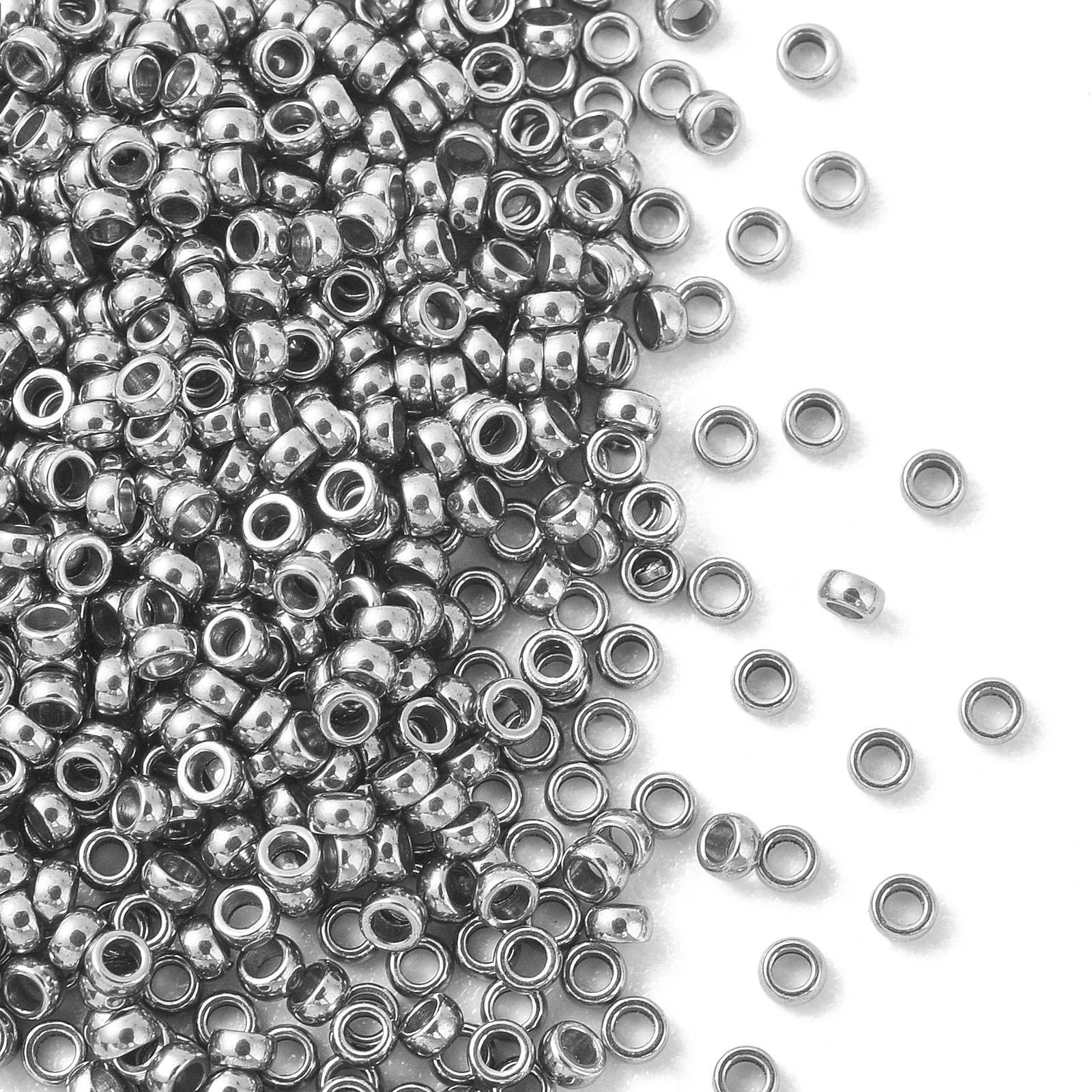 Airssory 1000Pcs 304 Stainless Steel Spacer Beads Rondelle for DIY Bracelet Necklace Jewellery Making Crafting Componments - 1.5x0.8mm