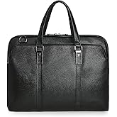 Men's Leather Messenger Bag 15 Inches Laptop Briefcase Business Office Work Satchel Black Shoulder Computer Bag
