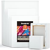 Shuttle Art Canvas for Painting, 15 Pack Multi-Size 4x4/5x7/8x10/9x12/11x14 Inch, Stretched Canvas, 100% Cotton, Primed White Blank Art Canvases, Ideal for Acrylic Oil Acrylic Pouring
