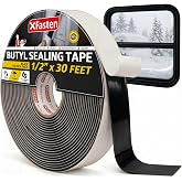 XFasten Butyl Tape Black, 1/2 in x 30 ft x 1/8 in &ndash; Easy-to-Work-with Automotive Butyl Sealant Tape, Mess-Free Rubber Caulk for RV, EPDM Putty for Window, Headlight, Roof, Windshield, and Car Doors