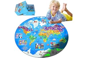 DIGOBAY Glow in The Dark World Map Puzzles for Kids 4-6, 70 Pieces Large Globe Floor Puzzles for Kids Ages 6-8 Continents Geography Puzzle Educational Learning Toys for Children
