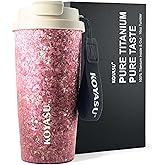 KOYASU® Ti-Zero™ 16oz Titanium Tumbler [Cosmic Amethyst] - Premium Aesthetic Gift for Her. Healthy Zero-Taste Tea Flask. Lightweight, Hypoallergenic Sparkle Gemstone Finish for Wellness