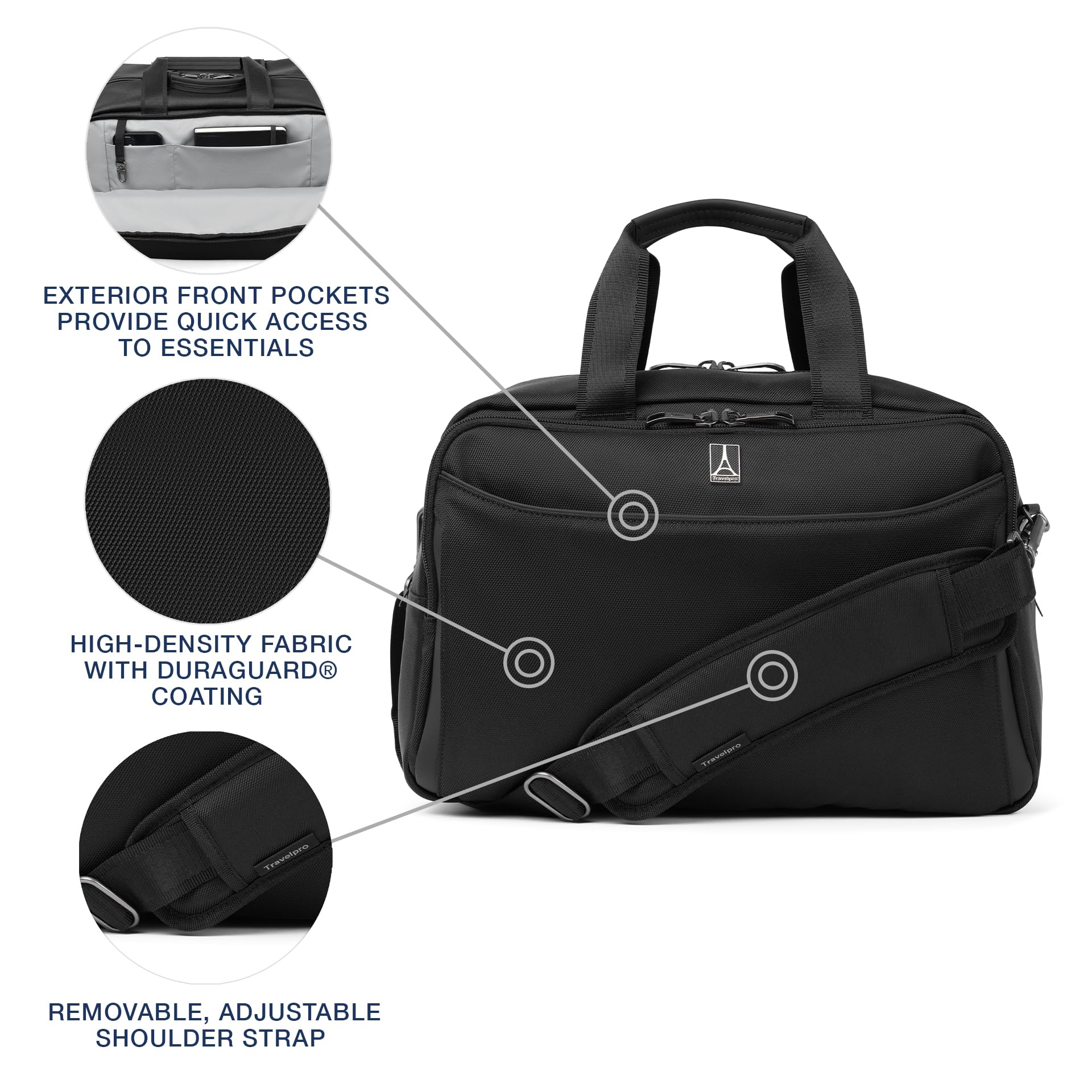 Travelpro Crew Classic Lightweight Softside Luggage, Underseat Travel Tote Bag, Men and Women, Black