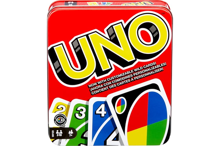 Mattel Games UNO Card Game for Kid, Adult & Family Nights & Parties, Travel & Vacations, Color Blind Accessible & Customizable Deck (Amazon Exclusive)