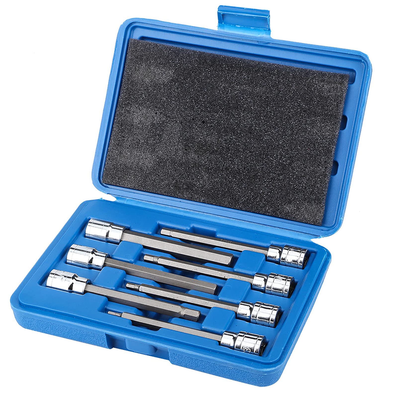 7 Piece Extra Long Hex Bit Socket Set, Chrome Vanadium Steel, 3/4/5/6/7/8/10 mm Drive Repair Tool Set