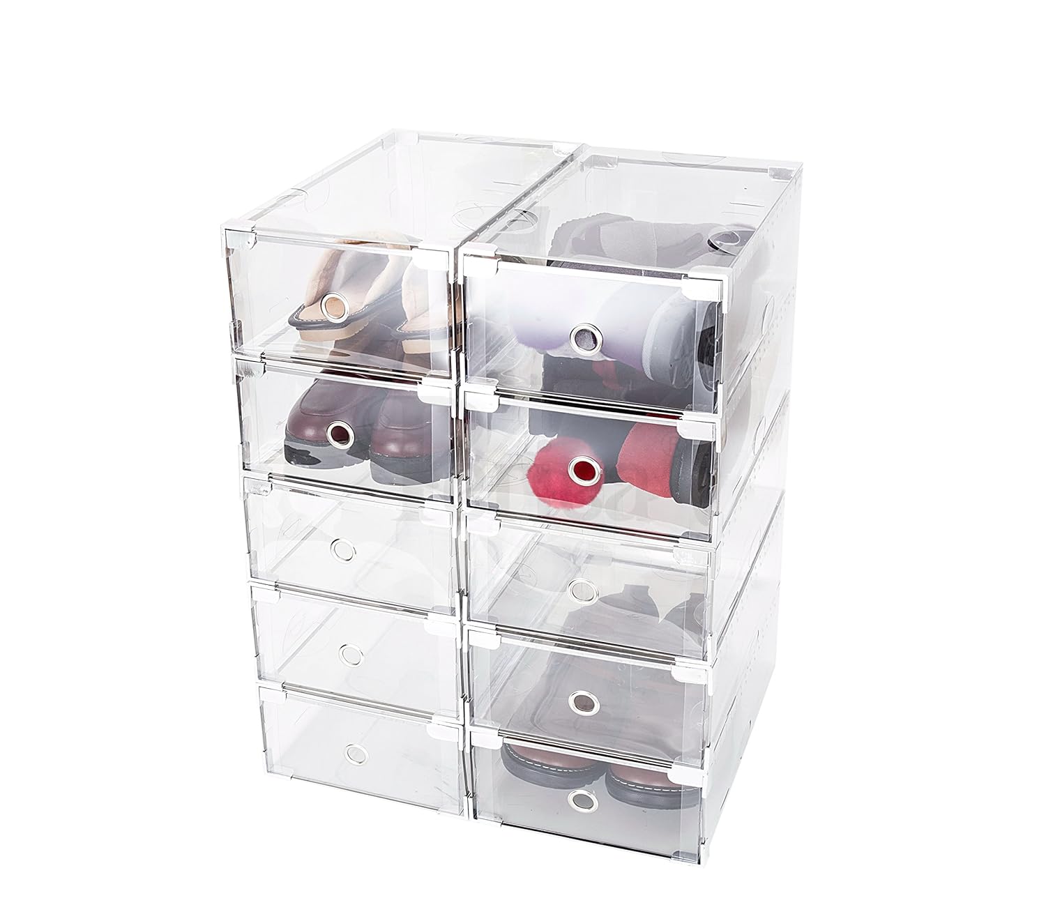 Periea Strong Plastic Stackable Shoe Drawers With Metal Frame