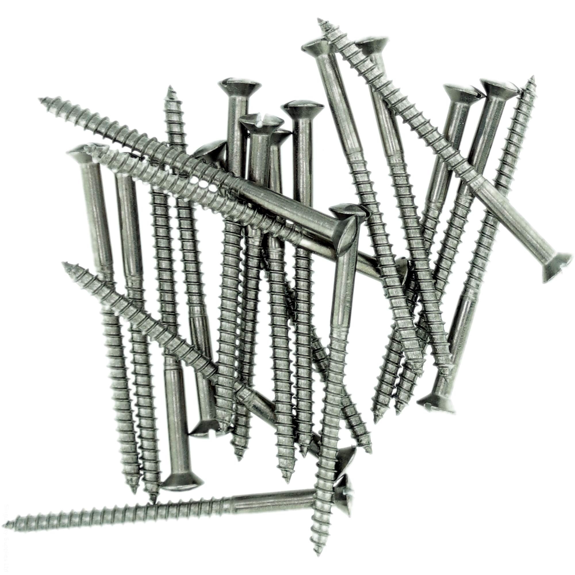 No.10 x 1.58 (5.0mm x 40mm) Slot Raised Countersunk Wood Screw - Stainless Steel (A2) (Pack of 20)