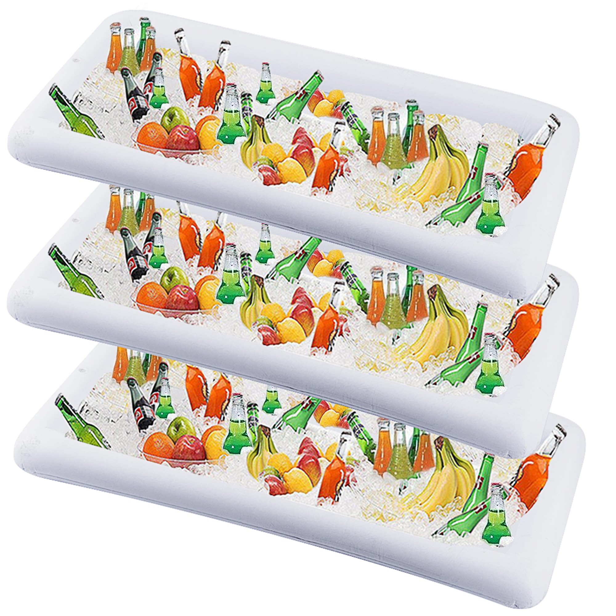 Photo 1 of DR.DUDU Inflatable Serving Bar, 3 Pack Ice Serving Buffet Salad Cooler Food Drink Containers with Drain Plug, BBQ Picnic Pool Party Supplies Inflatable Cooler