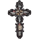 Eagrafts Decorative Resin Wall Cross With Encouraging Words and Phrases, Faux Iron Cross, Home Wall Decor