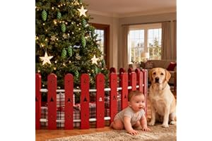 CALCHELE Christmas Tree Fences Party Decoration 28Pcs Red