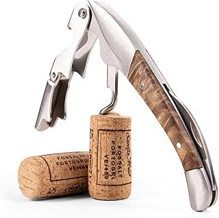 Blumtal Kellnermesser, Korkenzieher, Flaschenöffner - 3 in 1 Premium Weinöffner aus Bergahorn, Silber-braun