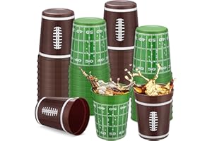 Kochorie 24 Pcs Reusable Football Plastic Cups 16 oz Thick Cocktail Drink Cup Bulk Football Stadium Cups for Tailgate Football Theme Party Favor Birthday Event Game Day Supplies Super Bowl Decoration