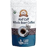 Alex's Low Acid Organic Coffee 12oz Bag - Half Caff Whole Bean (Pack of 1)