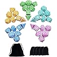 SmartDealsPro Retro Polyhedral Dice Sets with Pouches for D&D DND RPG MTG Dungeon and Dragons Table Board Roll Playing Games D4 D6 D8 D10 D% D12 D20