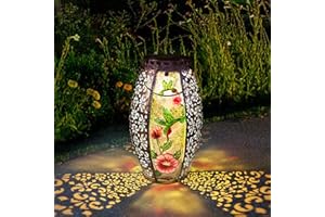 LAREKOOK Outdoor Solar Lantern-Waterproof Hummingbird Hanging Metal Decorative Lights for Patio Table Garden Pathway Yard with Super Bright Warm White LED, Large Solar Panels, Auto On/Off