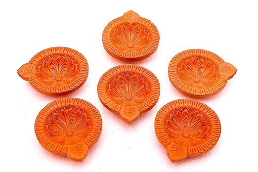 Bhagya Laxmi Festival Decoration Clay Diya for Diwali Navratri Decoration | Color Powder for Rangoli Festival Special Occasion Navratri Pooja Decoration (06 Diyas + 10 Colors)