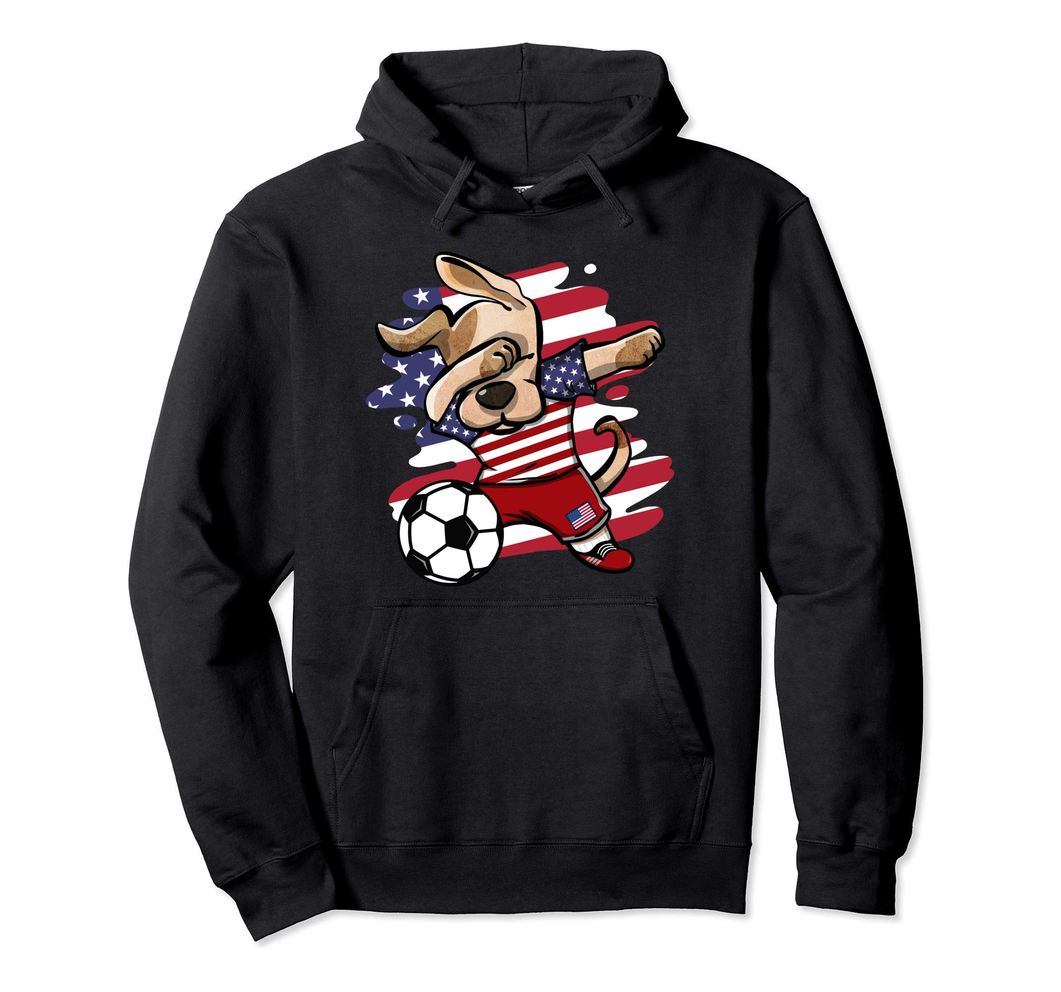 Dabbing Dog United States Soccer Fans American Flag Football Pullover Hoodie