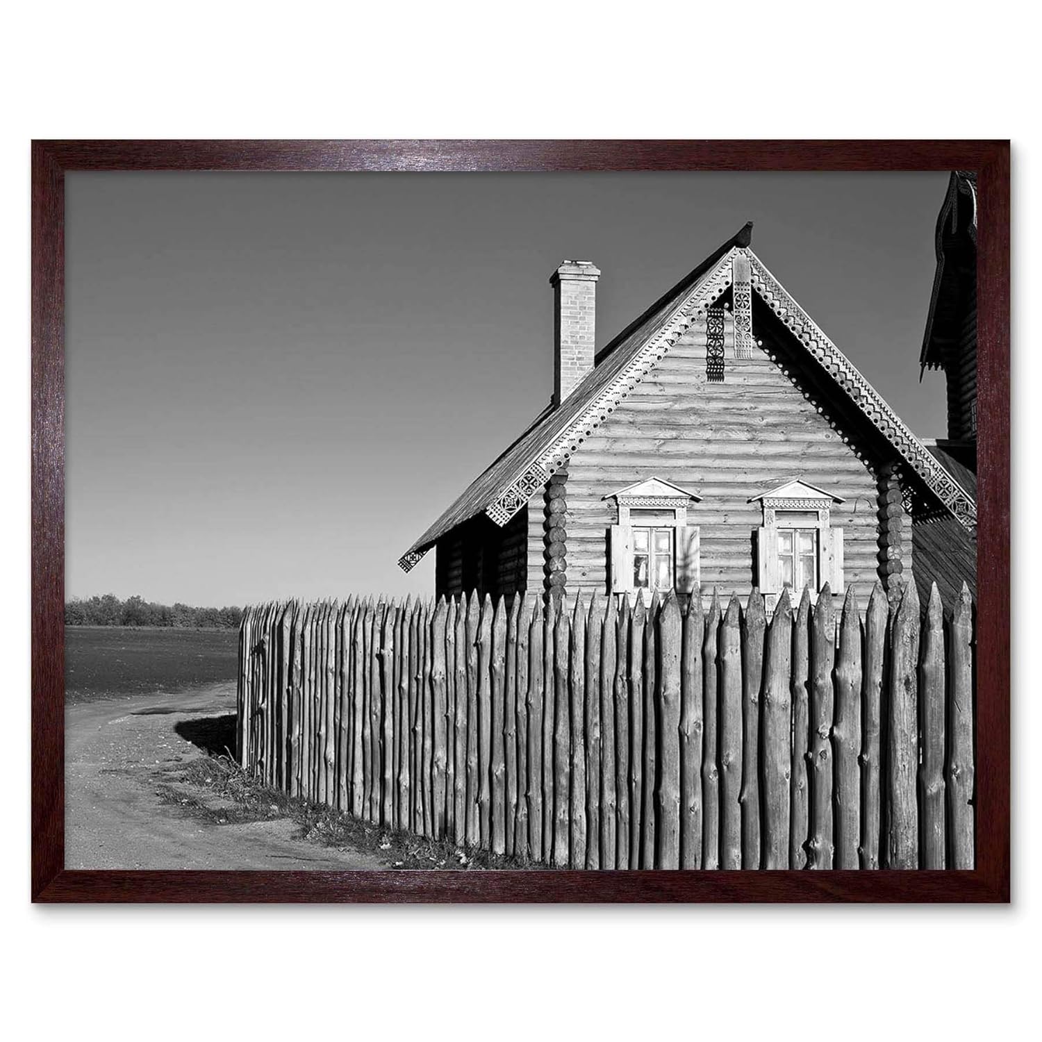 Amazon Com Wee Blue Coo Wooden House Log Cabin Fence Black White