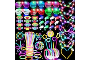 156PCS Glow in The Dark Party Supplies for Kids/Adults, Christmas New Year Eve Party Favor for Kids, Light Up Neon Party Toys