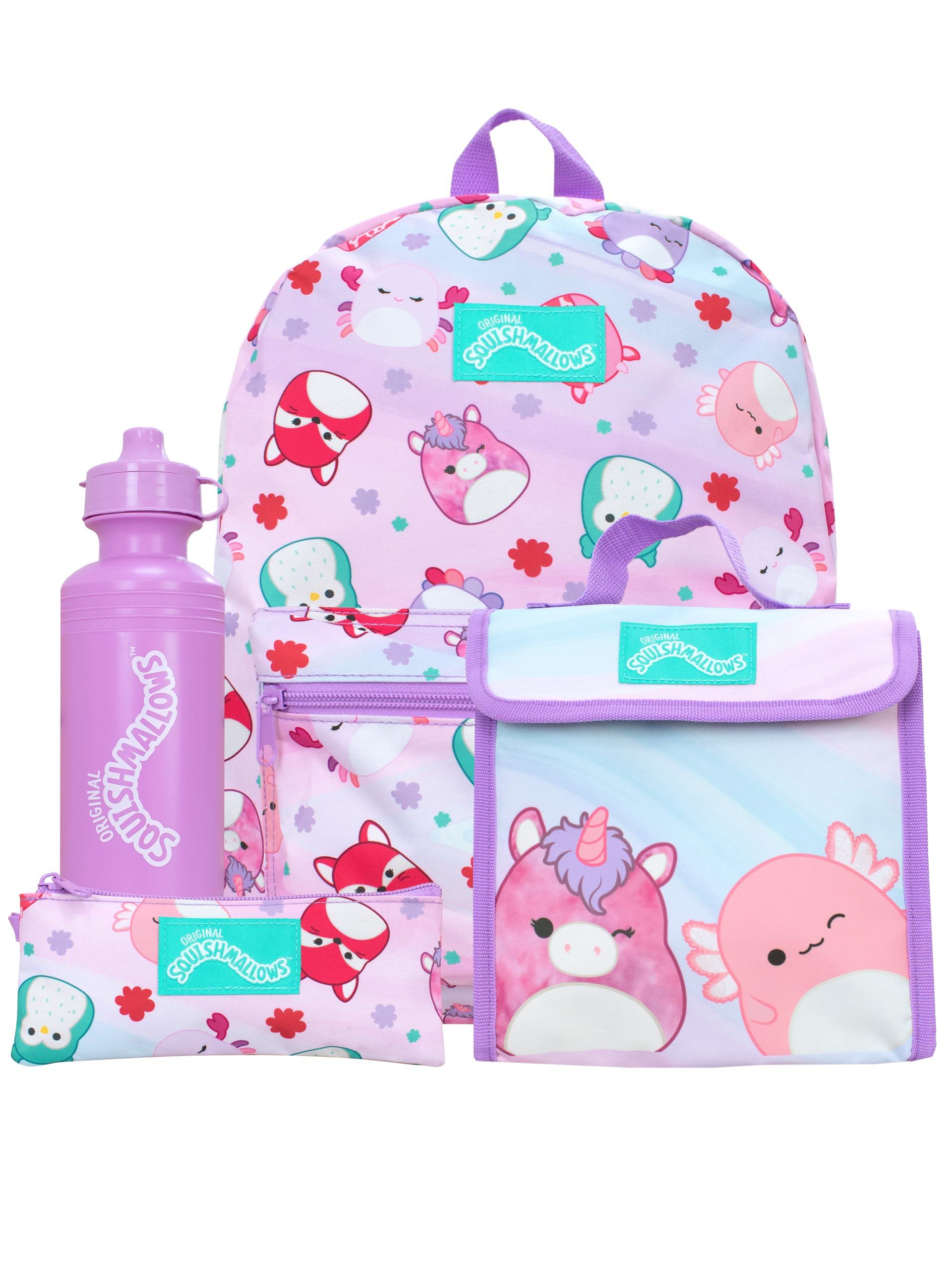 Photo 1 of Squishmallows School Bag 4 Piece Set | Kids Backpack And Lunch Bag Set With Pencil Case And Water Bottle | Children's Backpacks | Official Merchandise, NDSM85636