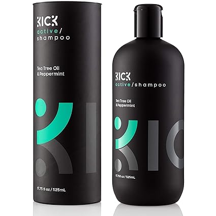 KICK Mens Shampoo - Tea Tree Oil and Peppermint Shampoo - Itchy Scalp Treatment + Sulfate Free Mens Shampoo for Thinning Hair -Powerful Anti Dandruff Shampoo for Men & Women, 525 ml -17.75 ounces best men's shampoo for thinning hair