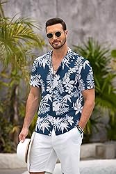 COOFANDY Mens Hawaiian Shirt Short Sleeve Floral
