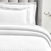 Superior 3 Piece Cotton Bedspread Set, Home Bed Decor, Decorative Bed Spread, 2 Pillow Shams, Medium Weight Blanket, Matelasse Coverlet, Bedding Essentials, Calvert Collection, Full, White