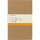 Moleskine Cahier Journal, Soft Cover, Large (5" x 8.25") Ruled/Lined, Kraft Brown, 80 Pages (Set of 3)