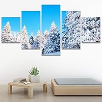 SIGNWIN 5 Panel Canvas Wall Art Modern Art Forest Multicolor Photography Relax/Calm Romantics Scenic for Home Decorations Ready to Hang - 60