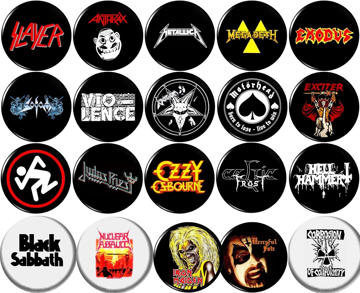 Heavy Metal 20 New 1" inch (25mm) Button pin Badge Jewelry