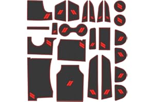 REMOCH Fits Dodge Charger Accessories 2015-2023, Cup Holder Insert Center Console Shifter Liner Trim Interior Door Pocket Mats Pad (26pcs Set,Red Trim)