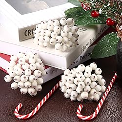 Tatuo 400 Pieces Artificial Frosted Holly Berries