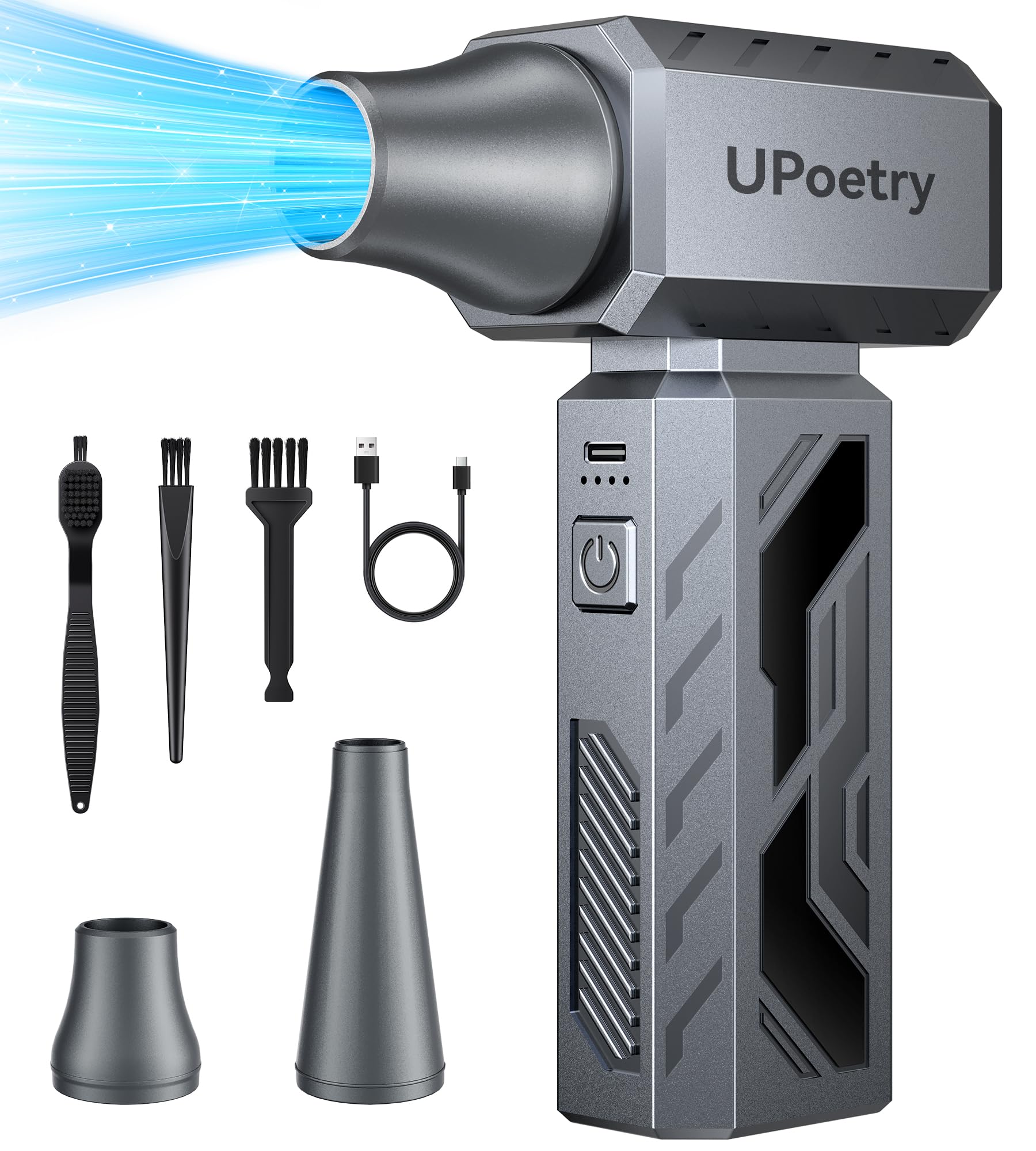 Photo 1 of UPoetry Compressed Air Duster, 130000RPM Electric Air Duster Brushless Motor with Stepless Speed Adjustable, Rechargeable Fast Charging Cordless Mini Air Blower for PC, Keyboard, Car, Home & Outdoor