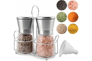 OrbisSpin Salt and Pepper Grinder Set, 2Pack Stainless Steel, Manual Salt and Pepper Mills with Adjustable Coarseness for Spi