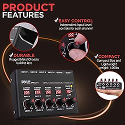 Pyle 4-Channel Wireless Bluetooth 5.0 Line Mixer